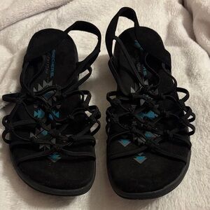 Skechers Women's Black and Blue Sandals